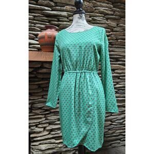 Size 2 J Crew Green Diamond Pattern Dress